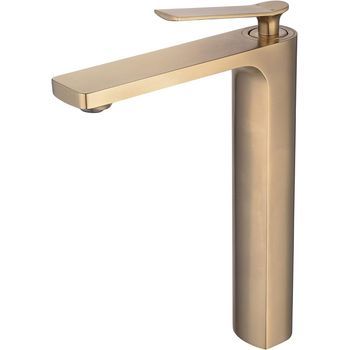 Grifo Mezclador Monomando Moderno Para Baño, Con Un Orificio, Color Dorado Cepillado