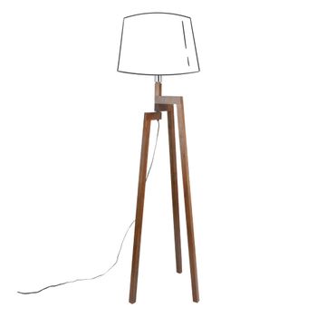Pie de lámpara de pie de madera de hevea oscura Alt. 132 cm
