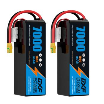 Batería Lipo DXF 6S 22.2V 7000mAh 100C con Carcasa Flexible, Conector XT90 XT60 EC5 para Auto, Camioneta, Tanque, Buggy, Truggy, Carreras, Hobby
