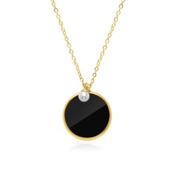Cadena de acero inoxidable chapado en oro con perla