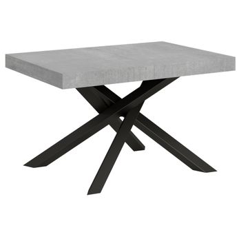 Mesa extensible 90x130/390 cm efecto madera gris cemento, hierro