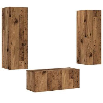 Muebles De Tv De Pared 3 Uds Madera Vieja Madera De Ingeniería Vidaxl