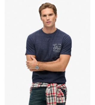 Superdry para hombre. M1012276A Camiseta Industrial Relaxed marino (S), Casual, Algodón, Manga corta
