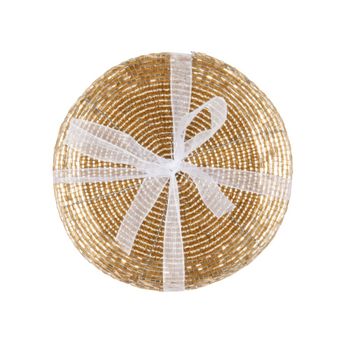 Set de 4 posavasos de cuentas doradas