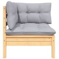 sofa de esquina de jardin  sofa de exterior y cojines grises madera maciza acacia cfw793773