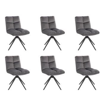 Silla De Comedor Giratoria De Terciopelo Noda - Lote De 6 Gris Claro
