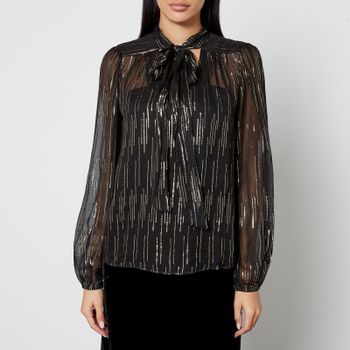 Rixo Moss Satin-Jacquard Lurex Blouse - UK 8