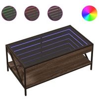 mesa de centro con infinity led marron roble 90x50x38 cm vidaxl