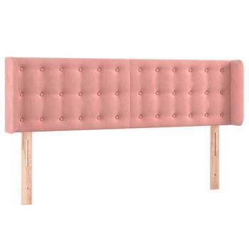 Cabecero Cama Mueble De Dormitorio Con Led De Terciopelo 147 X 16 X 78/88 Cm Rosa M02_0001900