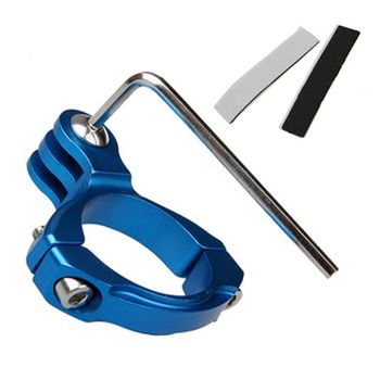 Madrid Gadget Store - Soporte Adaptador de Aluminio para Manillar Bicicleta Moto para Cámara Deportiva Acción GoPro Hero 12 11 10 9 8 7 6 5 4 3+ 3 2018 Fusion, DJI Osmo, SjCam Azul