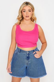 Yours Vaqueros Cortos Amplios Con Rotos En Azul Medio, Mujer Curvy Y Tallas Grandes, Yours
