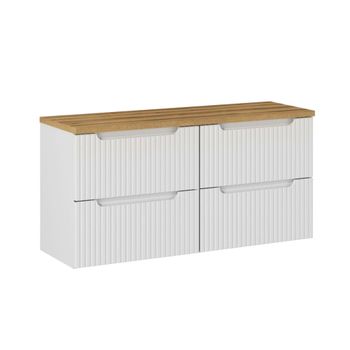 Mueble bajo lavabo 120cm 4 cajones paneles de melamina y mdf blanco
