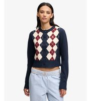 superdry para mujer w6110779a cardigan argyle azul marino xl casual algodon