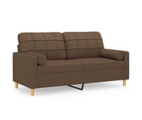 vidaxl sofa de 2 plazas con cojines tela marron 140 cm