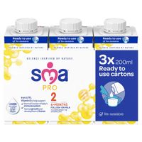 sma pro follow on baby milk liquid 6-12 months multipack