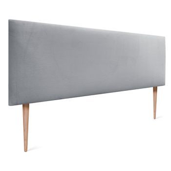 Dhome Cabecero De Terciopelo Liso 150x115 Con Patas Camas 150/160 - Gris Claro