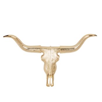 Cabeza de búfalo de acero dorado para decorar la pared 104x63 cm