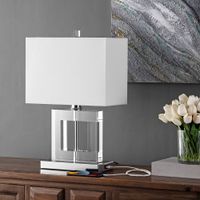 lampara de mesa en fibras naturales transparente