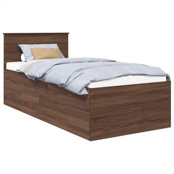 Estructura De Cama Con Cabecera Roble Marrón 75 X 190 Cm Vidaxl