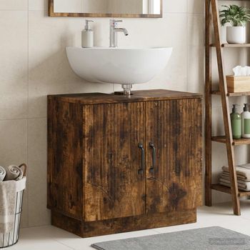 Vidaxl Mueble De Lavabo Para Baño Hoorn Roble Ahumado