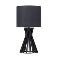 lampara de mesa pantalla de madera y tela negra estilo contemporaneo carrion