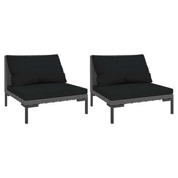 2 Uds Sofás De Jardín | Sofá De Exterio Semicirculares Y Cojines Ratán Sintético