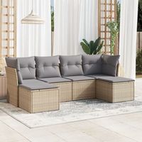conjunto de sofas jardin con cojines 6 uds  mueble jardin mesa y sillas ratan sintetico beige cfw880846
