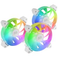 mars gaming mf-3a kit 3x ventiladores fdb 120mm argb rainbow 360 sin marco doble conector blanco
