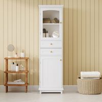 armario de bano - mueble para bano - mdf y vidrio - blanco 45x36x160cm