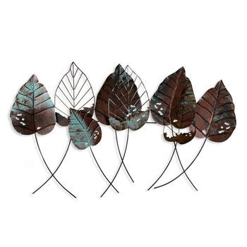Decoración Pared De Metal Casting Hoja 3 Multicolor 112x67 Cm