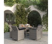 set de muebles jardin 9 pzas con cojines ratan sintetico gris vidaxl