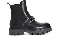 botin mujer de piel con elastico y complemento black 39