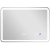 homcom espejo de bano con luz led 70x50 cm con bluetooth 3 colores de luz reloj digital funcion antivaho funcion de memoria   aosom espana