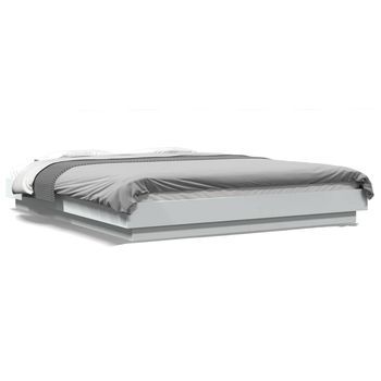 Estructura De Cama Con Led Madera Ingeniería Blanco 160x200 Cm Vidaxl