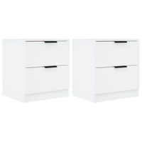pack 2 uds mesitas de noche  mesa auxiliar  mesilla madera contrachapada blanco