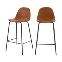 set de 2 taburetes para isla de cocina en sintetico camello 65 cm