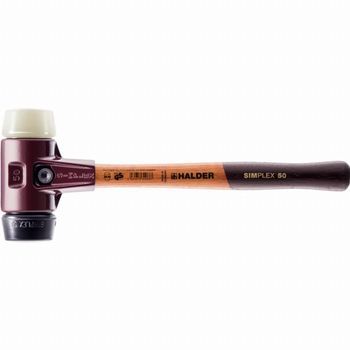 Halder Simplex Maza Relleno De Caucho / Nylon Con Carcasa De Hierro Maleable Y Mango De Madera - D=80 Mm - 3028.080