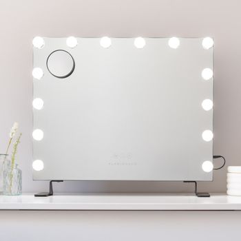 Espejo maquillaje luz 14 led metal 58x51x15cm negro