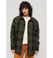 superdry para mujer w4010431a sobrecamisa de borreguillo a cuadros verde m casual lana manga larga