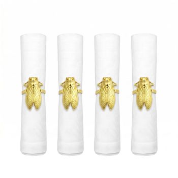 Anillos para servilletas cigarras doradas - set de 4