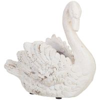 macetero de cisne de resina blanco 41x22x41 cm