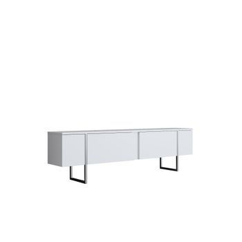 Mueble Tv Luxe Blanco Plata