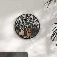 espejo decorativo  espejo de hierro redondo negro para uso interior 40x25 cm cfw850547