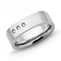 anillo moderno de acero inoxidable circonita mate 6mm