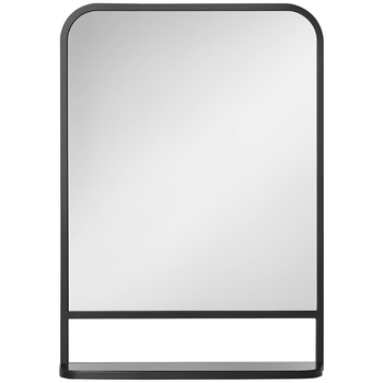 HOMCOM Espejo Decorativo de Pared 50x70 cm con Estante de Metal Estilo Moderno para Salón Entrada Negro   Aosom España