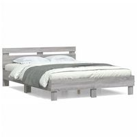 cama matrimonial  cama para adultos  cama con cabecero madera de ingenieria gris sonoma 140x190 cm