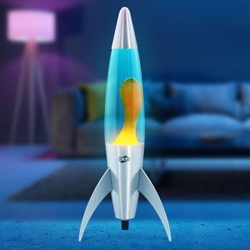 Blob Lamp 17" ROCKET Metal Lava Lamp - Orange/Blue