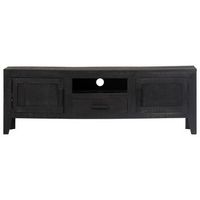 mueble tv  mueble de salon  armario tv de madera maciza de mango negro 118x30x40 cm