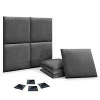 dhome juego de 8 paneles tapizados de tela autoadhesivos para pared acusticos absorbentes proteccion impactos cabeceros gris ceniza 50x50cm x8