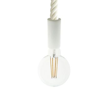 Lámpara de techo de madera pintada de blanco y cordón de 30 mm